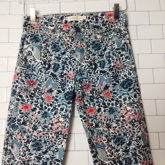 Tory burch‎ floral butterfly jeans Capri size 24, us 4 - Picture 5 of 7